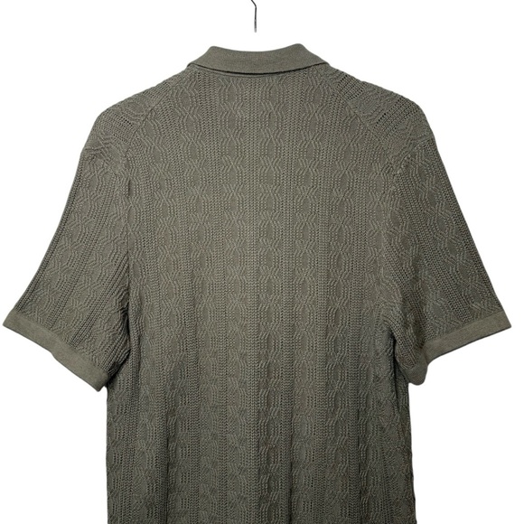Abercrombie & Fitch Green Knit Sweater Button Down Short Sleeve Shirt Sz M - Picture 8 of 9
